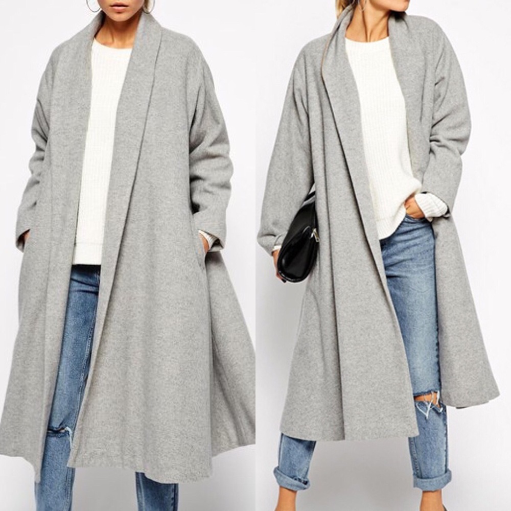 Shawl Neck Gray Coat